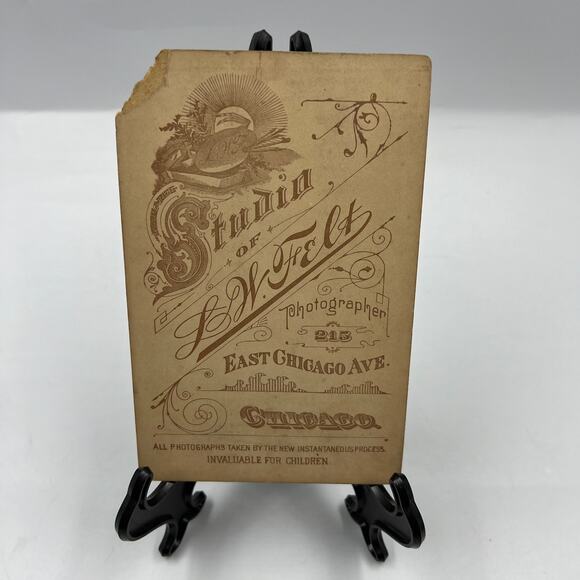 Antique Mounted Black White Photo Gown Baby 1800's 215 East Chicago Avenue - Picture 2 of 11